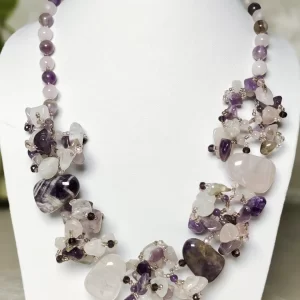 Purple Power - 19” semi-choker styled neckpiece of chunky Amethyst and Agate tumbles and chips. DN0060