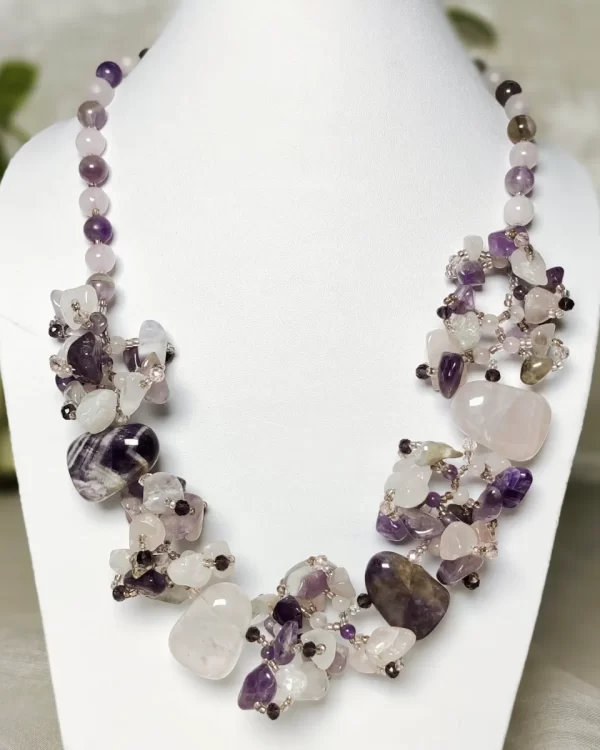 Purple Power - 19” semi-choker styled neckpiece of chunky Amethyst and Agate tumbles and chips. DN0060