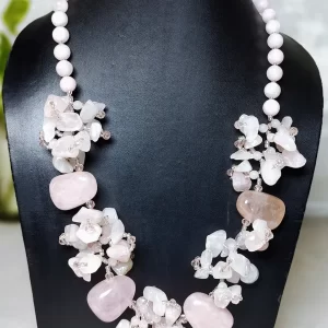 Rosy Ruff - Semi-choker strand of small Rose Quartz tumbles and chips. DN0061