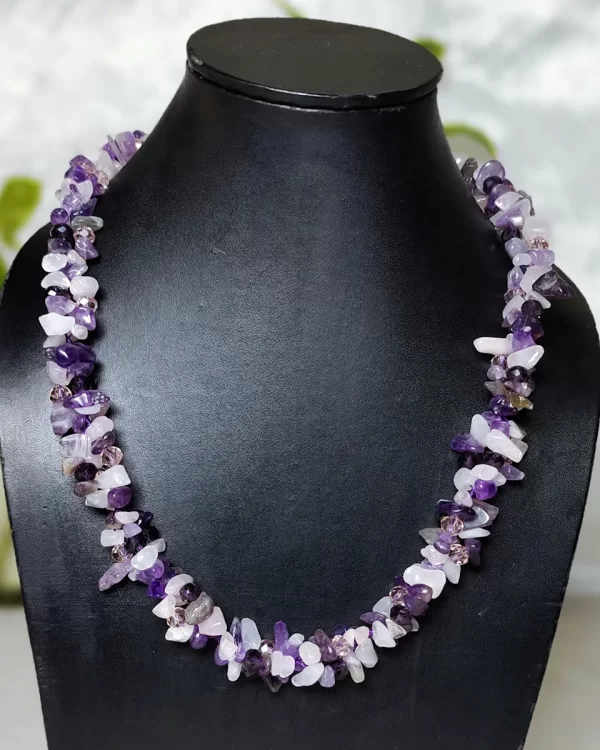 Purple Destiny - 19” single line of Amethyst and Rock Crystal chips. DN0063