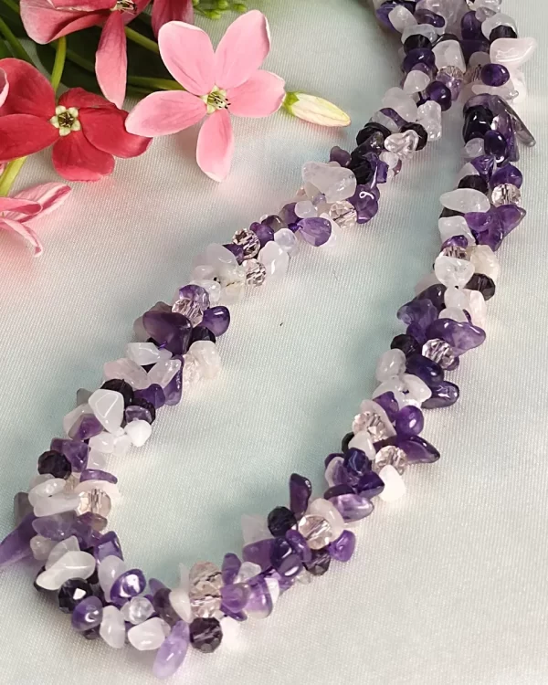 Purple Destiny - 19” single line of Amethyst and Rock Crystal chips. DN0063