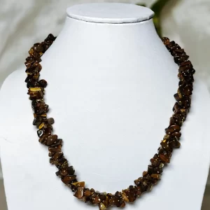 Tiger's Tale - DN0106 - Tiger's Eye chips, in a 16" choker style necklace