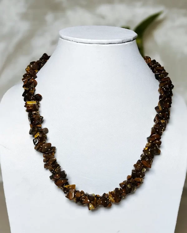 Tiger's Tale - DN0106 - Tiger's Eye chips, in a 16" choker style necklace