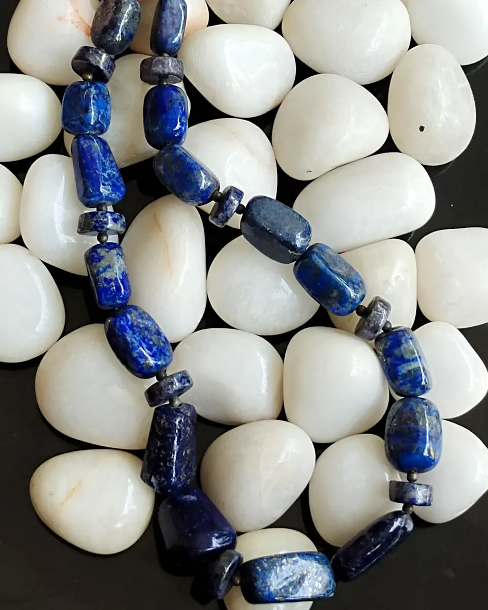 Azure - DN0127 - Tumbles and shaped beads of Lapis Lazuli come together in 18" of style