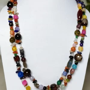 Gypsy's Choice - DN0150 - 40" of gorgeous beads, chips, and tumbles of Onyx, Beryl, Amethyst, Chalcedony, Iolite, Tiger's Eye, Agate, Carnelian, Calcite, Haematite, Labrodorite, Lapis Lazuli, Citrine, Aquamarine, Danburite, Fluorite, Malachite, Opalite, Peridot... and a host of others.