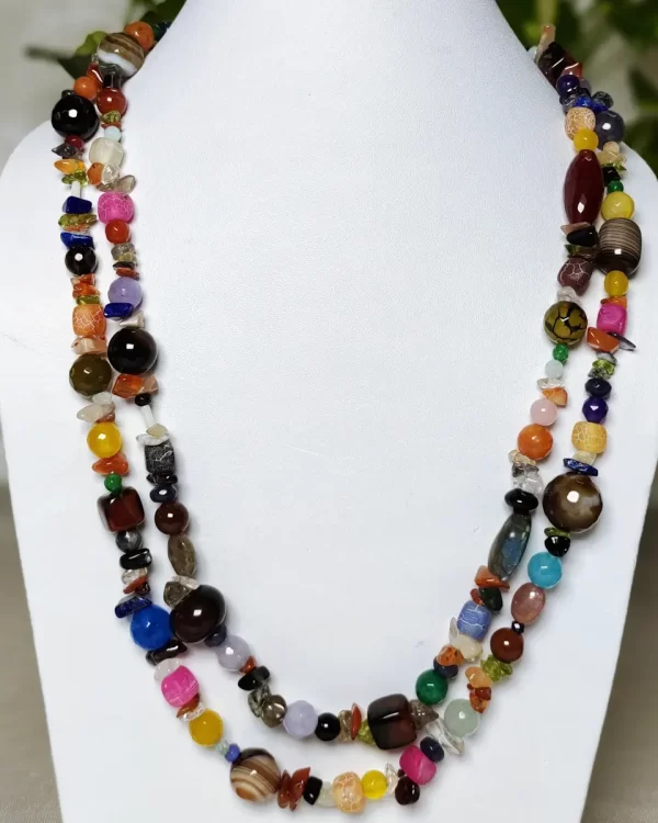 Gypsy's Choice - DN0150 - 40" of gorgeous beads, chips, and tumbles of Onyx, Beryl, Amethyst, Chalcedony, Iolite, Tiger's Eye, Agate, Carnelian, Calcite, Haematite, Labrodorite, Lapis Lazuli, Citrine, Aquamarine, Danburite, Fluorite, Malachite, Opalite, Peridot... and a host of others.