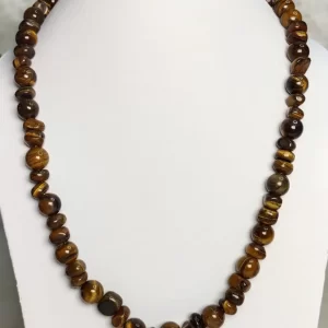 Tiger Trophy - DN0388 - For classics, the less said the better. 19” necklace, tiger’s eye tumbles and beads.