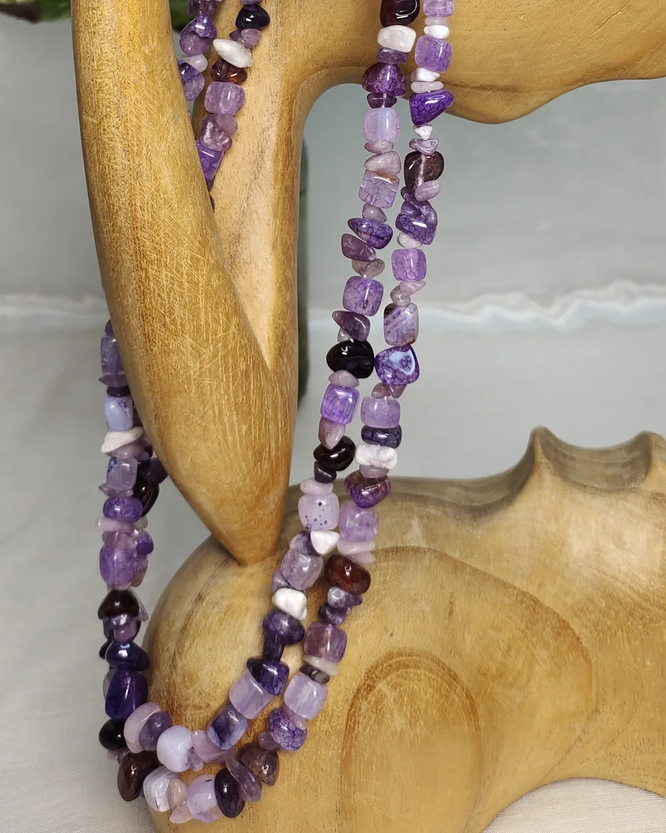 Purple Passion - DN0408 - 19” of rough cubes, chips, beads, and tumbles of amethyst get mixed up in a heady splash of purple passion.