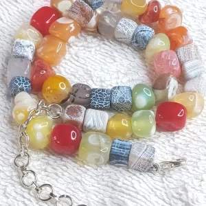 Fruit Salad - DB0014 - Bracelet - Beads and cubes of all shades of Onyx come together in this bright colour-splattered double wrap-around strand for your wrist.