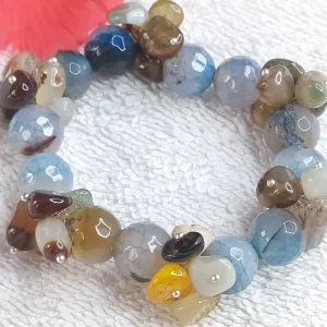 Tropical Ocean - DB0069 - Bracelet - A clutch of delightful Onyx and Agate tumbles, chips, and beads in delicate tropical pastel shades – predominantly in pale blue – come together in this beautiful piece, guaranteed to be a conversation starter.